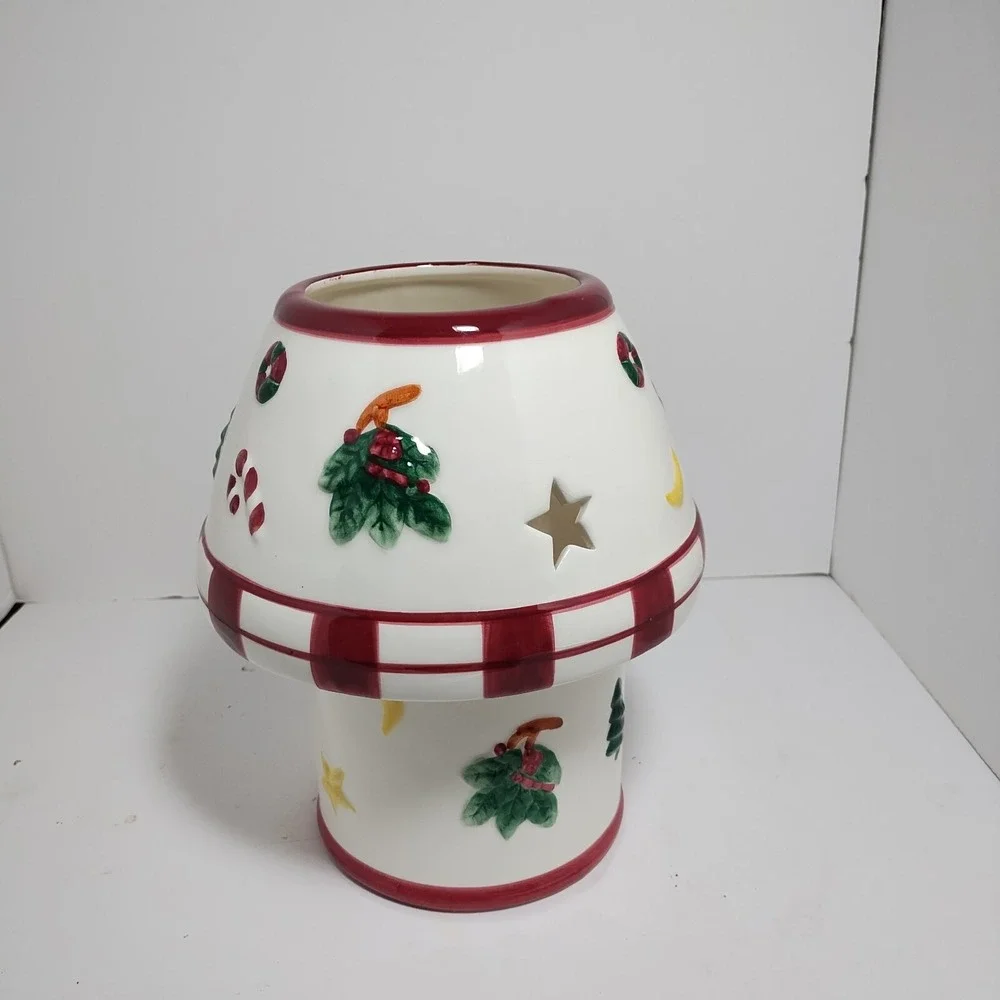 Ceramic Christmas Candle Lamp Shade & Base Holder for Large Pillar Candles 9
